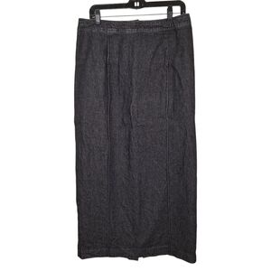 Vintage Newport News Jeanology 100% Cotton Black Midi Denim Skirt 14